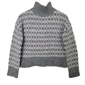 Everlane The Cloud Checkered Turtleneck Sweater XS Gary Merino Wool Alpaca NWT